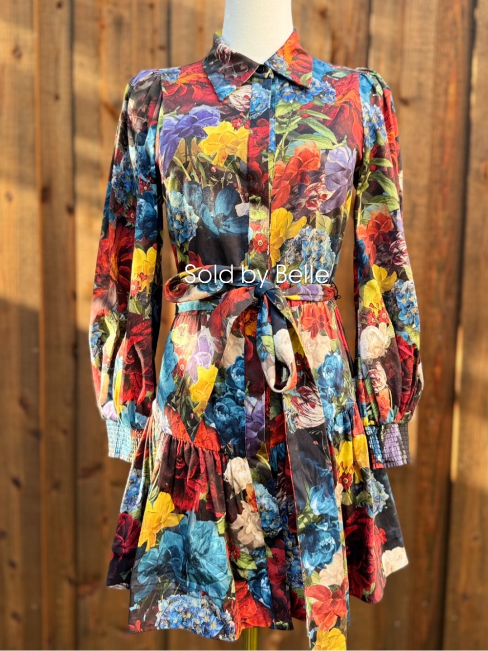 NWT Alice + Olivia Lily Mini Shirt Dress In Flourish Colorful Floral Size 2